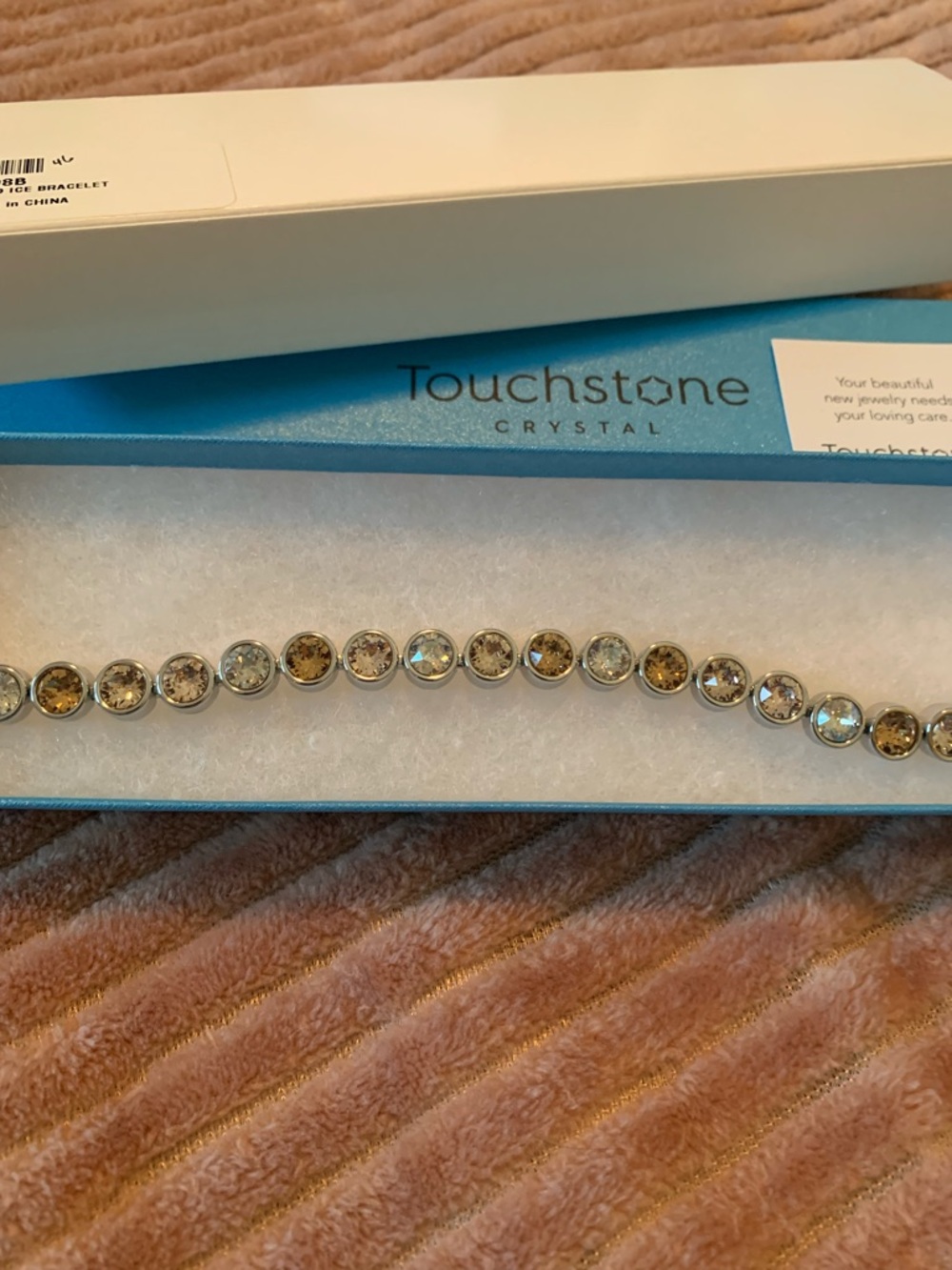 Touchstone Crystal Two-Tone Champagne and Clear Sand Ice Bracelet